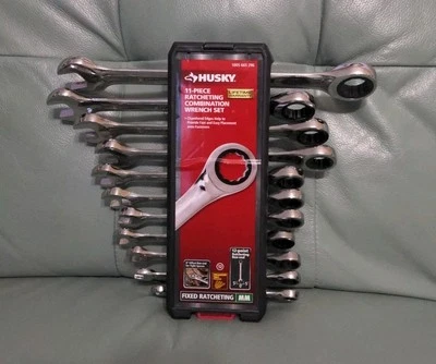 Juego de llaves combinadas Husky trinquete métrico herramienta de mano estuche de 12 puntos 11 piezas Foto 1 de 4