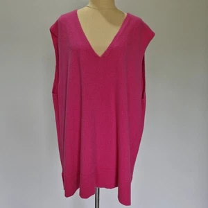Commonry Pink Wool & Cashmere Tight Knit V-Neck Sleeveless Vest Plus Size 20 - Picture 1 of 7
