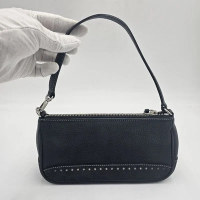 Coach Hamptons Demi Wristlet 9860 Black Pebbled Leather M05S Near Mint - Image 1 of 4