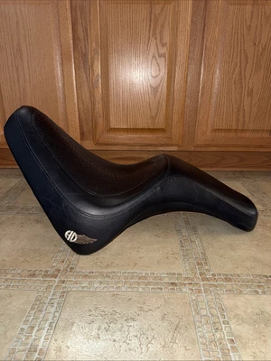 Harley Davidson Seat RDW-92/61-0067 Black Leather Snake Pattern Embroidered Seat - Image 1 of 4