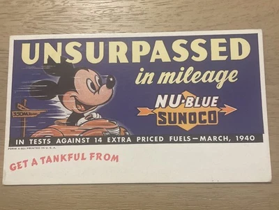 1940 Sunoco Oil & Disney Fountain Pen Ink Blotter Mickey Mouse Unused !!! - Image 1 of 4