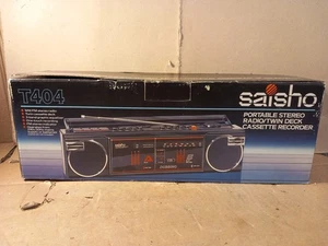 Vintage Saisho T404 Radio Double Cassette Player/Recorder Boombox BOXED, VGC - Picture 1 of 20