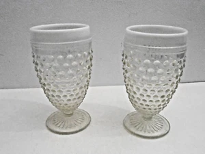 Vintage Fenton Moonstone White Opalescent Hobnail Glass Lot of 2 Goblets 5.5" - Picture 1 of 2