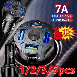 4 USB Ports Car Charger Adapter LED Display QC 3.0 Fast Charging Car New P4 - Picture 1 of 13