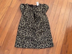 New Gymboree Girls Black Gold Shimmer Dress with bow Size 4 4T - Picture 1 of 6