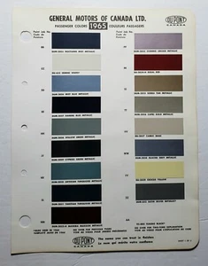 1965 GM Passenger & Commercial Auto Color Chips Chart Paint Codes Canada - Foto 1 di 2