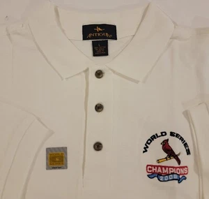 Polo St Louis Cardinals Y2K 2006 World Series Antigua bianca grande SS nuova con etichette - Foto 1 di 6