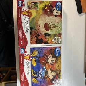 Lot Of 2 Disney Expressions Mickey Mouse  300 Piece Puzzle - Picture 1 of 5