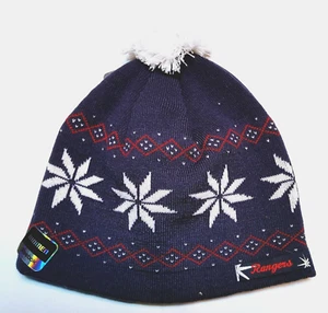 New York Rangers Women Navy Snowflake Cuffless Knit Beanie Hat Ski Cap New NHL - Picture 1 of 3