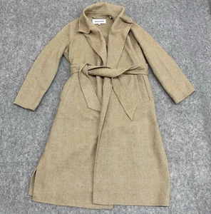 Veronica Beard Coat Womens S Beige Houndstooth Wrap Tie Belt Wool Blend Preppy - Picture 1 of 14
