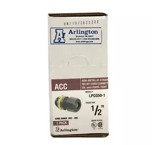 Arlington Strain Relief Cord Connectors LPCG50-1 Non-Metallic 1/2" Trade 10 Pack - Picture 1 of 5