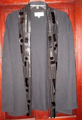 Cárdigan Abierto Completely Me By Liz Lange Talla XL Suéter Topper Lentejuelas Tejido Negro Foto 1 de 3