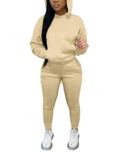 2Pcs Women Casual Tracksuit Hoodie Sweatshirt Tops Pants Set Sports Sweat Suit - Picture 1 of 19