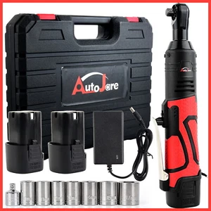 18V Electric Cordless Ratchet 3/8"Right Angle Wrench Impact Power Tool 2 Battery - Picture 1 of 12