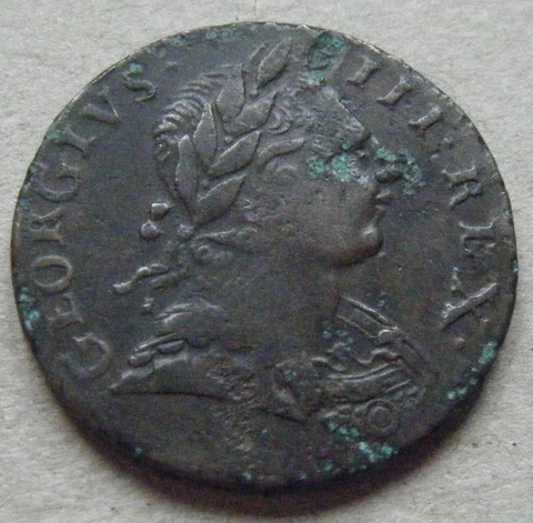 George III, colonial, non-regal or evasion halfpenny 1774 Cover