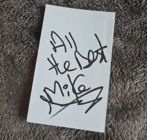 MIKE SWEENEY HAND SIGNED 5 X 3 WHITE CARD SINGER THE SALFORD JETS Cover