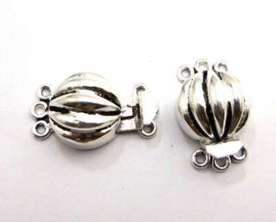 2 Pcs 23X15X11mm Box Clasp 3 Strand Antique Silver Plated Jewelry va-111 - Image 1 of 3