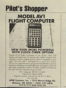 Computadora de vuelo modelo AV1 con opción de temporizador de reloj McLean VA anuncio impreso vintage 1984 - Imagen 1 de 4