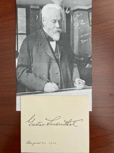 GUSTAV LINDENTHAL SIGNED CARD, CIVIL ENGINEER, HELL GATE BRIDGE NEW YORK CITY - Picture 1 of 1