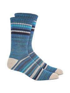 SUN STONE Mens Blue Cotton Embroidered Logo Ribbed Casual Crew Socks 7-12 - Picture 1 of 3