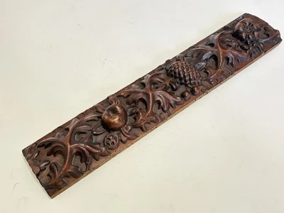 ANTQ SIGLO ? Panel de pared de salvamento arquitectónico de madera tallada frutas y hojas Foto 1 de 4