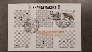Internationales Schachturnier 1980 - Schachprobleme Postkarte Island - Bild 1 von 2