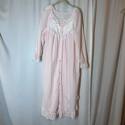 Vestido y bata vintage Sears Carriage Court talla M rosa encaje bordado Seersucker Foto 1 de 4