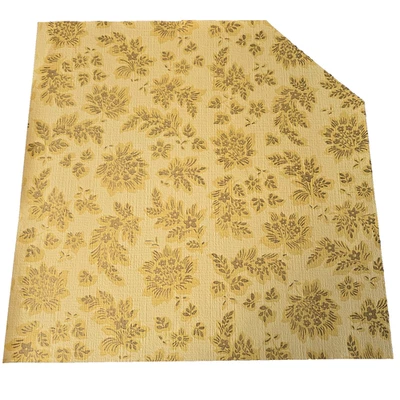 Vintage Wallpaper Sample Sheet 70s Yellow Floral Boho Crafting Ephemera Paper - Image 1 of 4