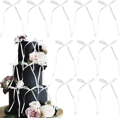 Ephlyn 30Pcs Bow Cupcake Toppers Valentine's Bowknot Ribbons Coquette White  - Image 1 of 4