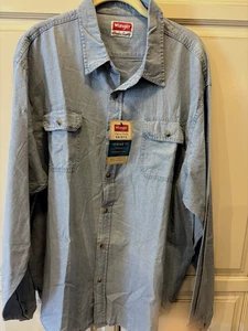 Wrangler Premium Quality Denim Chambray Shirt Sz 2XL NWT Relaxed Fit Gift Idea - Picture 1 of 10