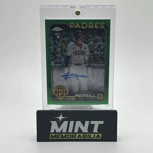 2024 Jackson Merrill RC Topps Chrome Green Auto /99 - Picture 1 of 5