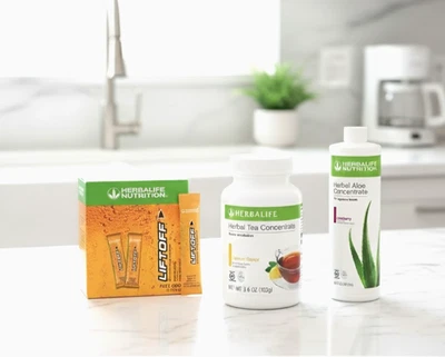 Herbalife Lemon Tea 3.6 oz+Cranberry AloePINT+30 Ignite-Me Orange Liftoff Sticks - Image 1 of 4