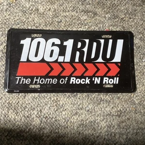 Vintage WRDU 106.1 RDU The Home Of Rock N Roll North Carolina License Plate Rare - Picture 1 of 2