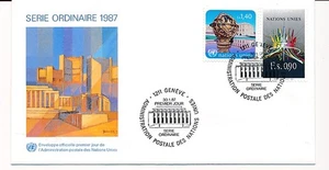 D90079 Buildings Architecture FDC United Nations Geneva Bureau - Picture 1 of 1