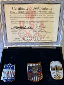 USA LIMITED EDITION CENTENNIAL PIN SET 1996 OLYMPIC PIN SET IN BOX WITH CERT - Picture 1 of 5