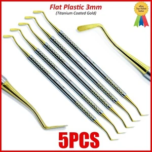 5Pcs Dental Flat Plastic 3mm Composite Filling Instruments Titanium Coated Gold - Picture 1 of 4