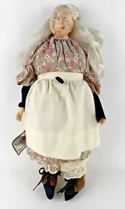 Bambola strega stoppino fede vintage 1981 17" nonna vecchia signora scopa capelli bianchi Halloween - Foto 1 di 15