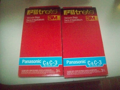 2 Boxes 3 each Filtrete 3M Vacuum Bags For Panasonic C & C-3  New Old Stock - Image 1 of 4