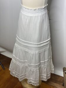Cherokee white tiered maxi Bohemian skirt Girls size Med 7-8 NWT