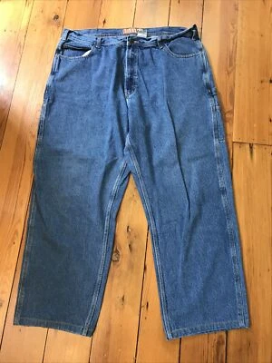 Pantalones de mezclilla Berne Apparel para hombre lavado medio pierna ancha azul carpintero 42x30 42 Foto 1 de 4