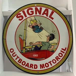 VINTAGE SIGNAL PORZELLAN MOTORÖL BENZIN SCHMIERMITTEL BOOT BENZIN EMAILLE BLECHSCHILD - Bild 1 von 12