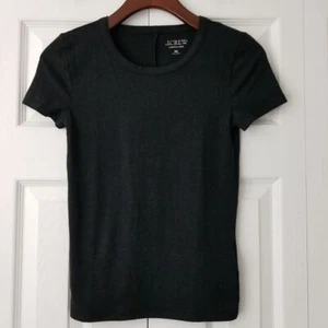 J. Crew Stretch Linen-Blend Crew Short Sleeve T-Shirt Sze XS Black NWT $49 BY415 - Picture 1 of 6