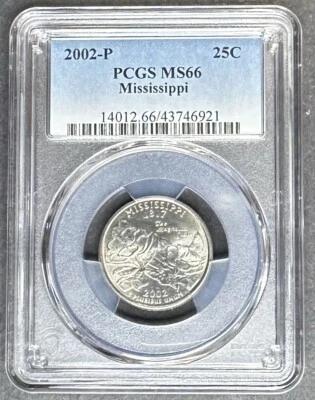2002-P Mississippi Quarter PCGS MS-66, Buy 3 Items, Get $5 Off!! - Image 1 of 2