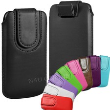 PREMIUM PU LEATHER PULL FLIP TAB CASE COVER POUCH WITH STRAP FOR LG PHONES