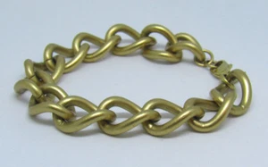 VINTAGE 1950ER JAHRE SIGNIERTES MONET GOLDEN MESSING LINK ARMBAND 7 3/4"" LANG 9/16"" BREIT - Bild 1 von 12
