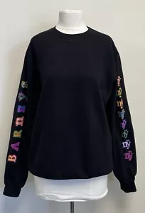 Barney's New York X Greg Yuna Black Crewneck Multicolor Graphic Sweatshirt Sz L - Picture 1 of 11