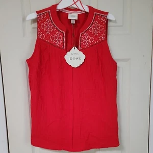 Knox Rose - Camicia donna senza maniche XS Rebel rossa ricamata. 28€ nuovo con etichetta vendita al dettaglio - Foto 1 di 15