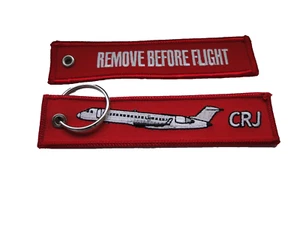 Schlüsselanhänger  Remove before flight   CRJ     ca 12,5x3, cm in weiß/rot - Picture 1 of 1