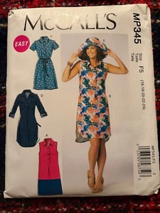 McCall's Pattern MP345 MISSES PULLOVER DRESS HAT Sz 16-24 Plus Belt Shift NWT - Picture 1 of 2