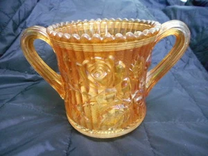 SEHR SCHÖNE FRÜHE AUSGABE RINGELBLUME KARNEVAL GLAS OFFEN ROSE LÖFFEL/LÖFFELHALTER - Bild 1 von 7